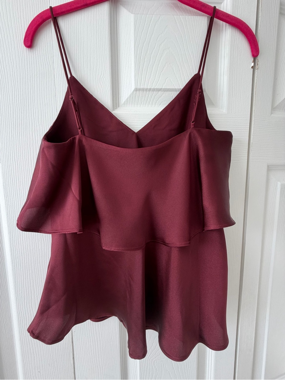 Express Burgundy Ruffle V-Neck Cami - Picture 2 of 3